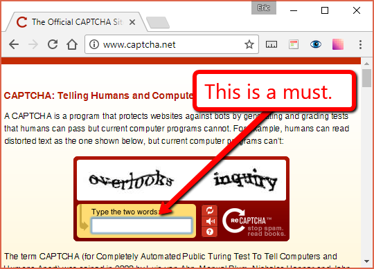 CAPTCHAs help block spam comments