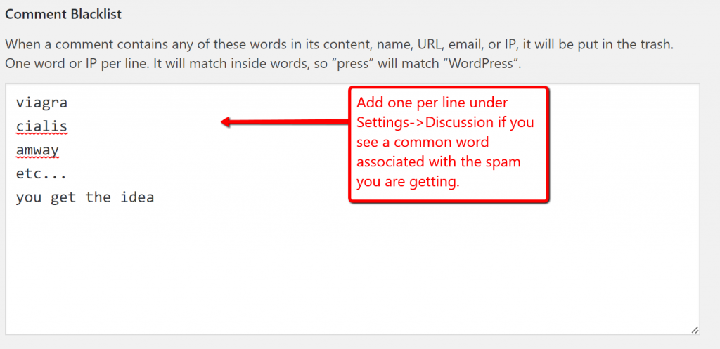 Blacklisting WordPress comment keywords